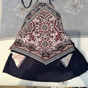 Paisley Handkerchief Halter Top with Skirt Bathing Suit